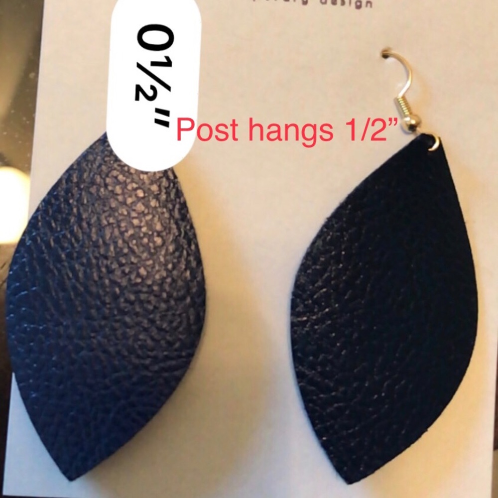Vegan Leather Earrings - Picture 2 of 4